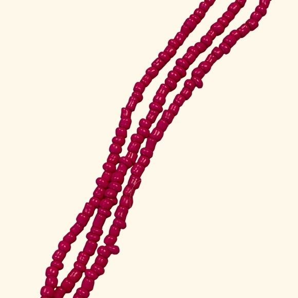 BabbleBar Sugarfix Beaded Pink Necklace Gold 3 Strand Fuchsia - Picture 6 of 8